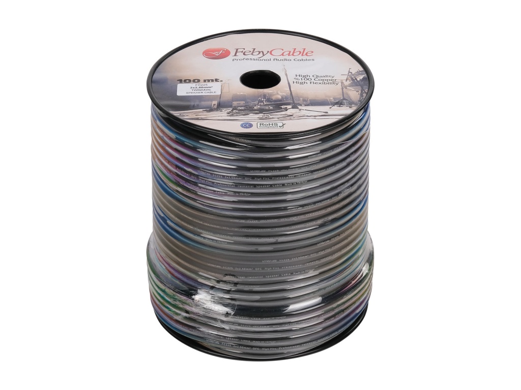 FC225BK-50 Кабель акустический, черный, 50м, Feby Cable