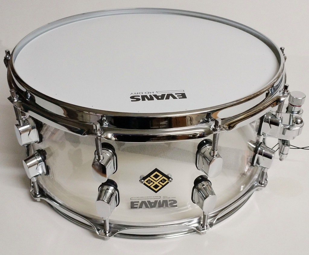 MBAp-m-1465-10 Малый барабан 14х6.5" из акрила, прозрачный, с металлическими, Мастерская Бехтеревых
