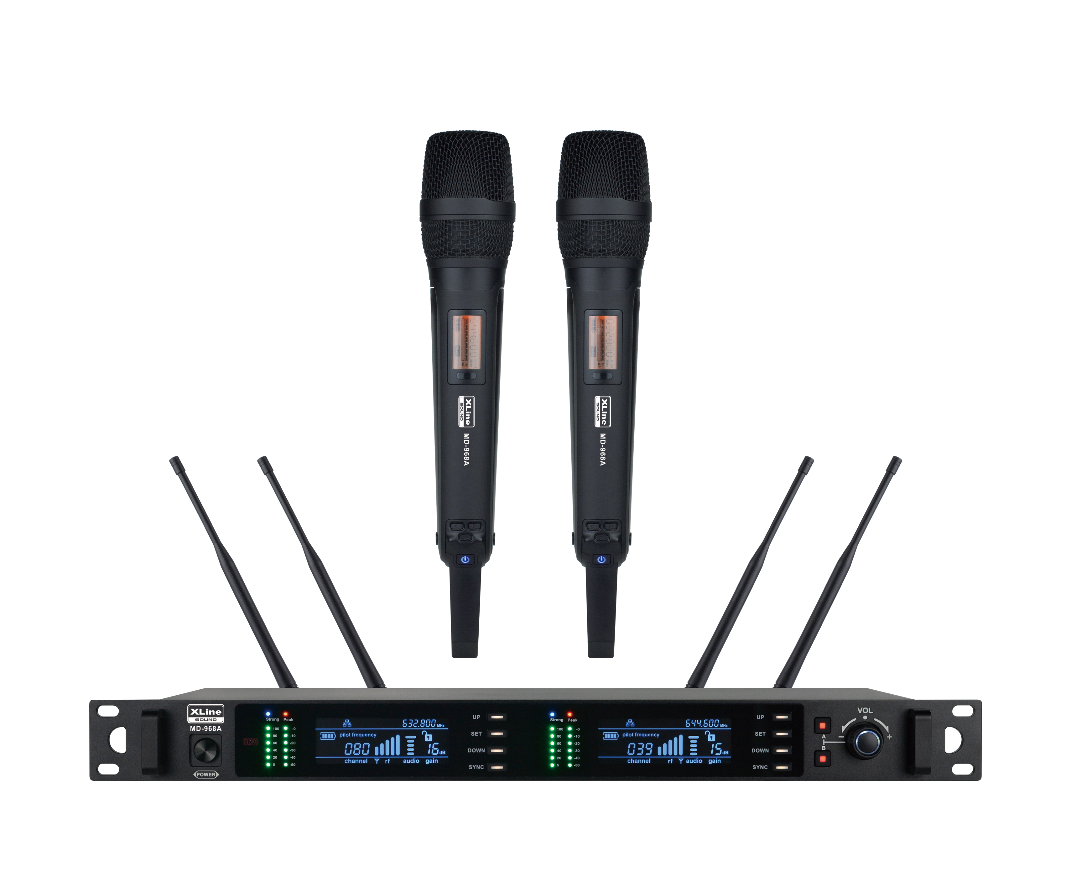 XLINE MD-968A(NEW) Двухканальная радиосистема с двумя ручными передатчиками