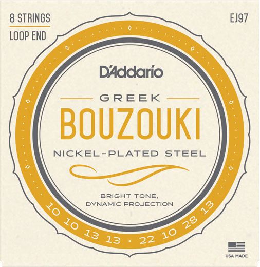 EJ97 Комплект струн для греческого бузуки, никелированные, 10-28, D'Addario
