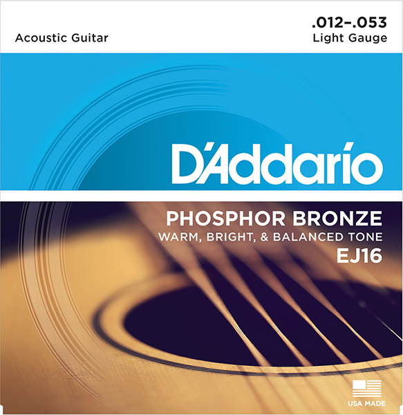 EJ16 PHOSPHOR BRONZE Струны для акустической гитары фосфорная бронза Light 12-53 D`Addario
