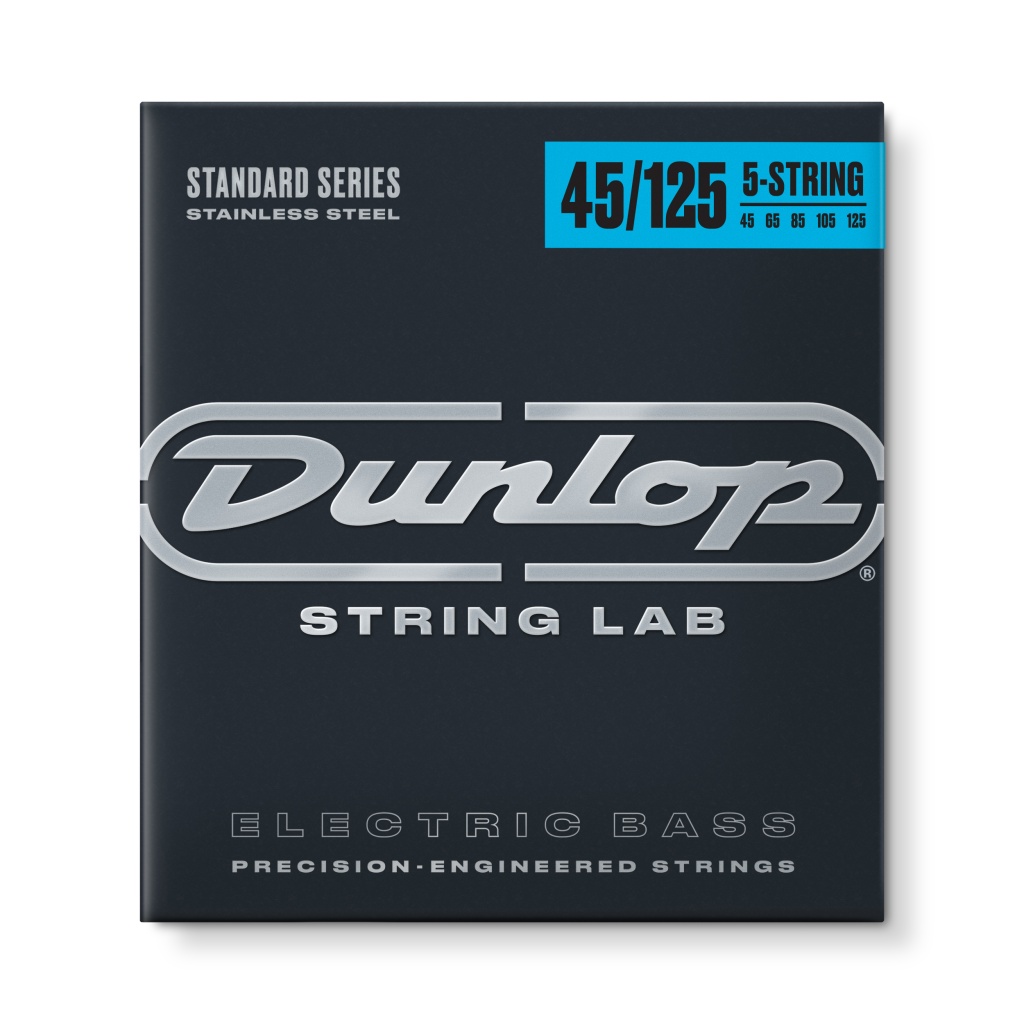 DBS45125 Комплект струн для 5-струнной бас-гитары, нерж.сталь, Medium, 45-125, Dunlop