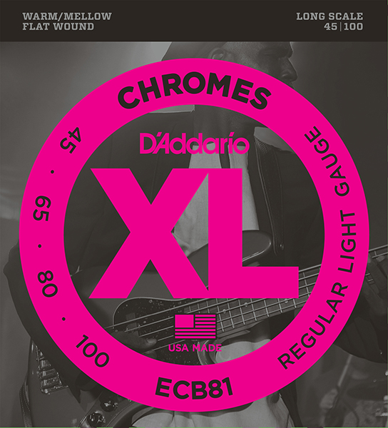 ECB81 Chromes Комплект струн для бас-гитары, Light, 45-100, Long Scale, D'Addario