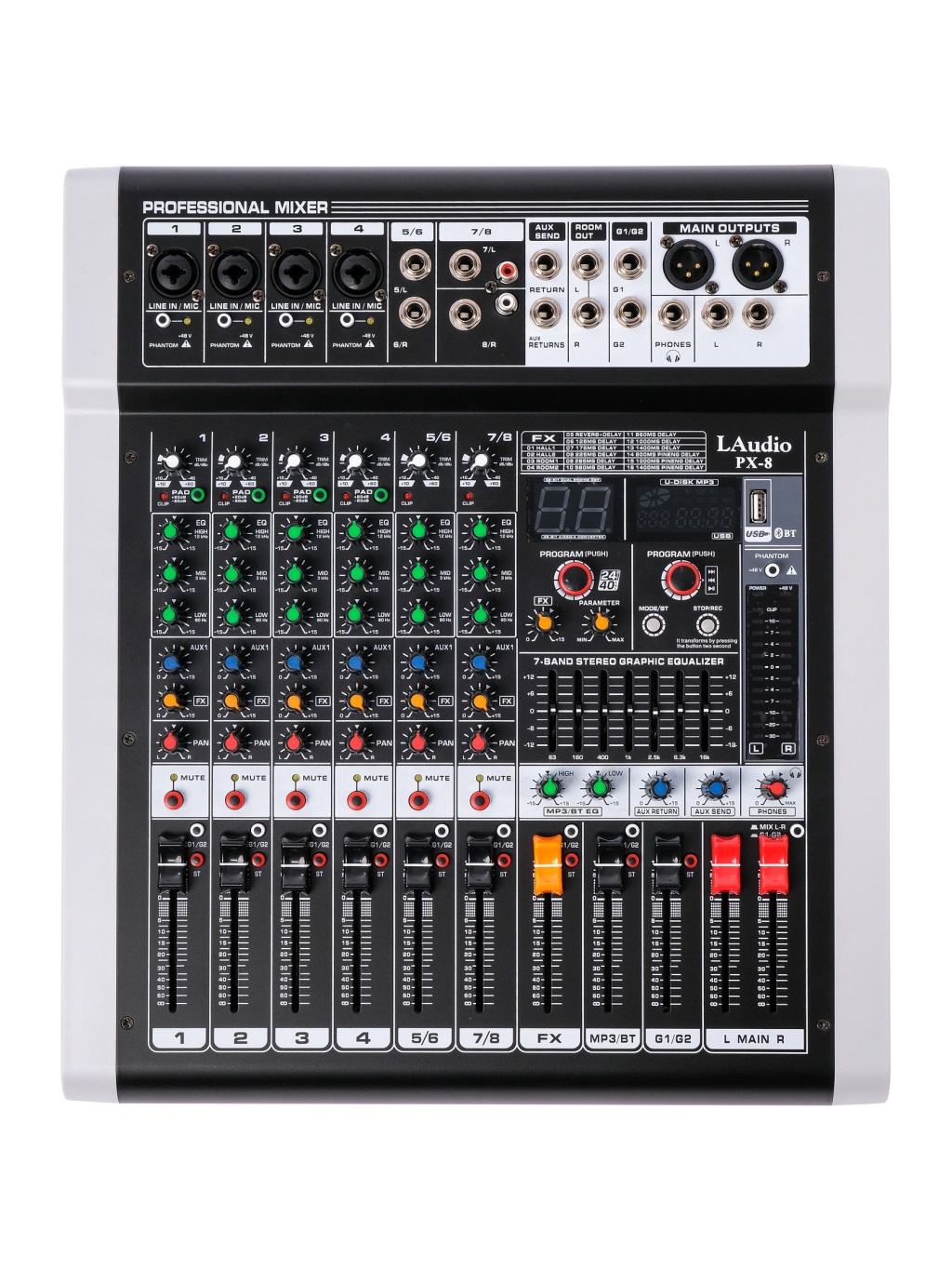 PX-8 Микшерный пульт, 8 каналов, серия PRO, LAudio