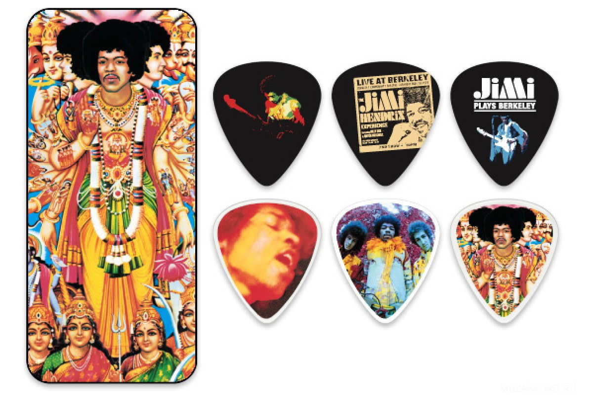 Dunlop JН-PT02М Bold as Love Pick Tin набор медиаторов в жестяном футляре, средние, 12 шт