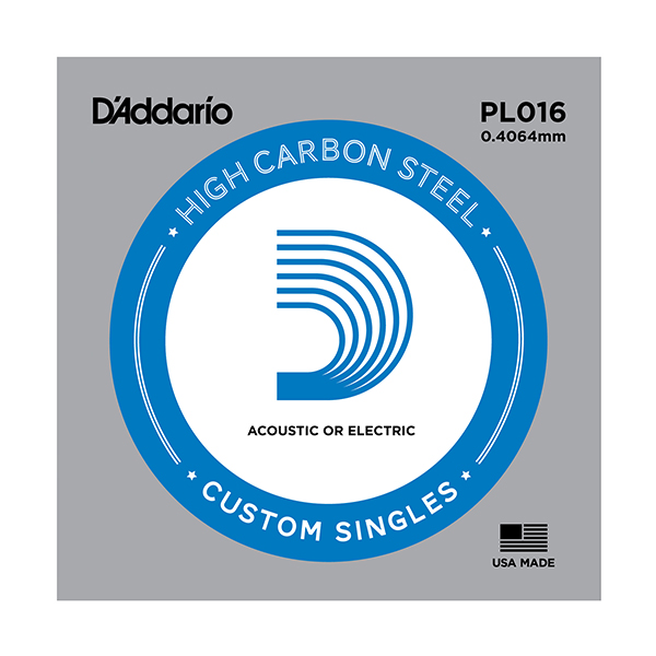PL016 Plain Steel Отдельная струна без обмотки, сталь, .016, D'Addario