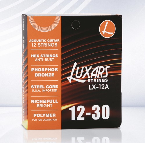LX12-A Комплект струн для 12-струнной акустической гитары, фосфорная бронза, 12-52, Luxars
