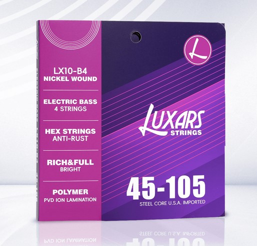 LX10-B4 Комплект струн для бас-гитары, никелированные, 45-105, Luxars