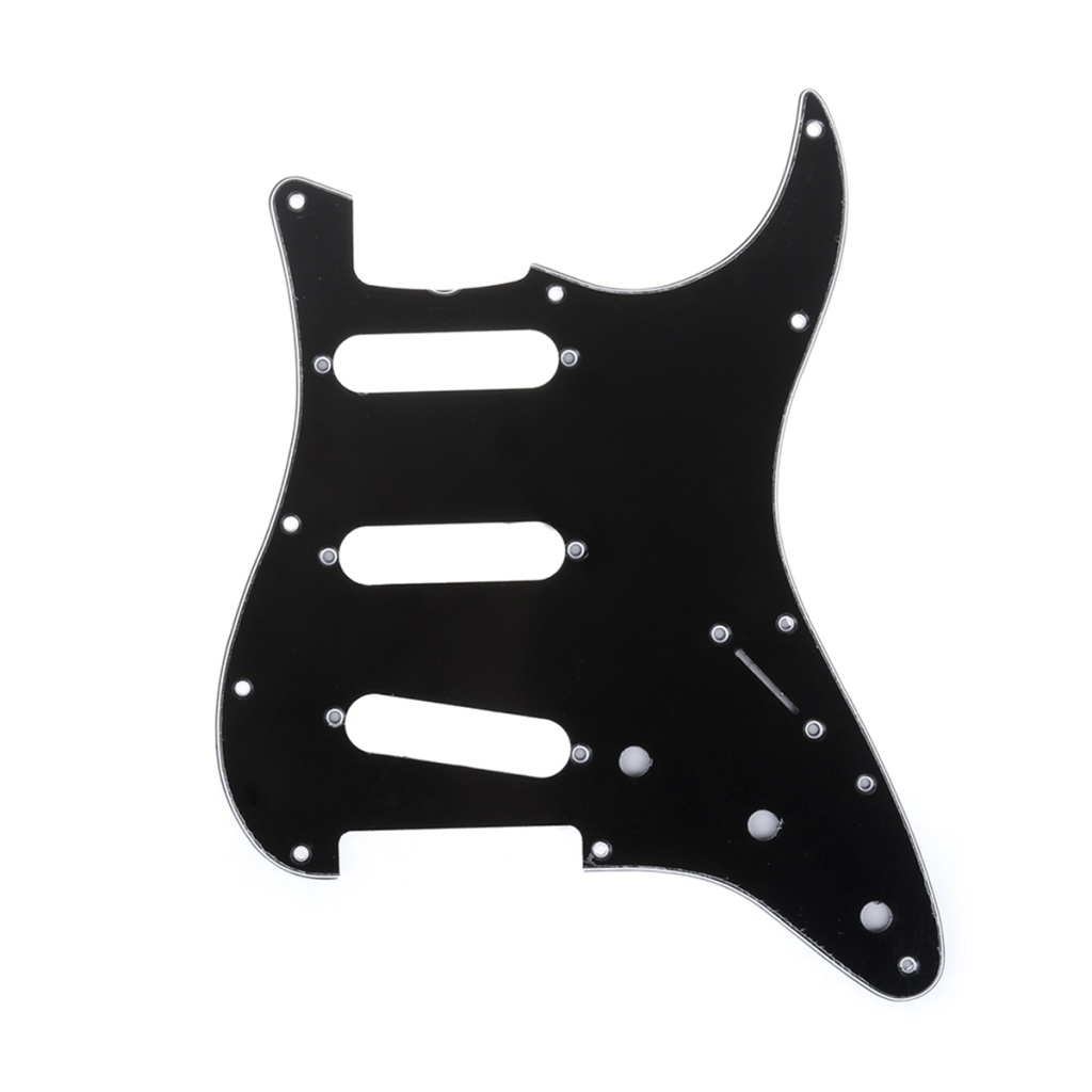 MX1388BK Пикгард для гитары Fender Stratocaster SSS, 3 слоя, черная, Musiclily