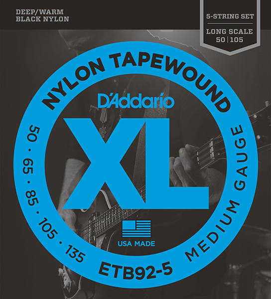 ETB92-5 Tapewound Комплект струн для 5-струнной бас-гитары, нейлон. опл, Medium, 50-135, D'Addario