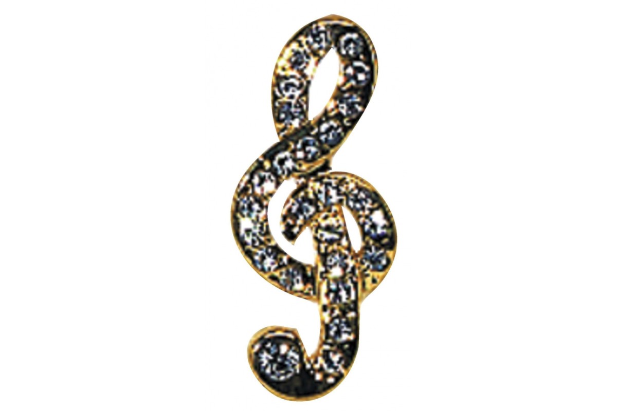 GEWA PINS Treble Cleff значок скрипичный ключ, позолоченный, с имитацией драгоценных камней