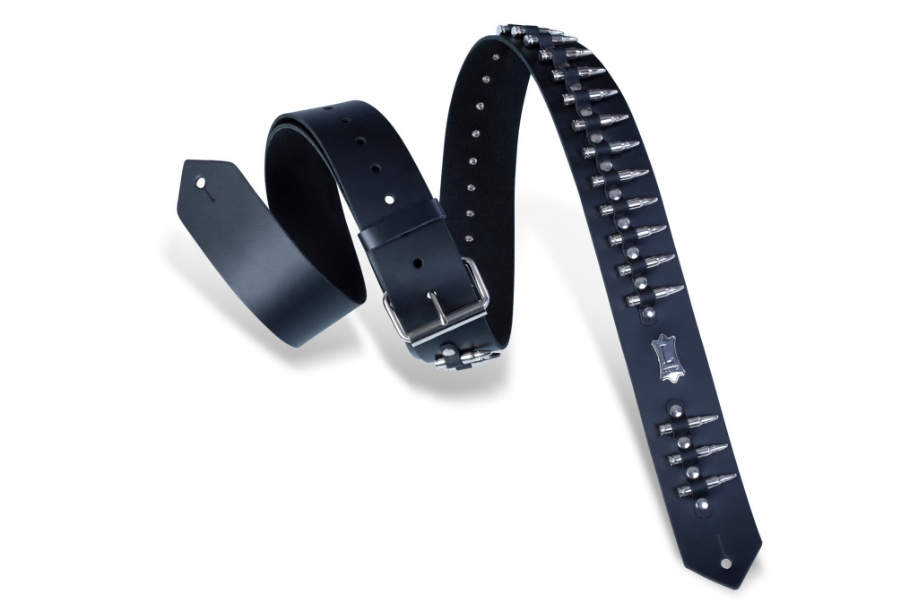 PM28-2B-BLK Rebel Series Ремень для гитары, кожаный, черный, Levy's PM28-2B-BLK Rebel Series Ремень для гитары, кожаный, черный, Levy's