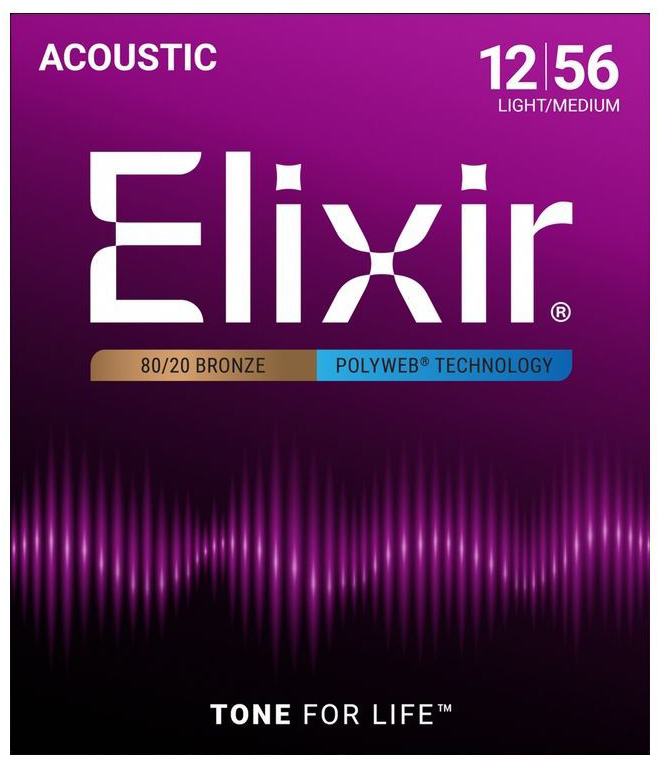 11075 POLYWEB Комплект струн для акустической гитары, Light-Medium, бронза 80/20, 12-56, Elixir 11075 POLYWEB Комплект струн для акустической гитары, Light-Medium, бронза 80/20, 12-56, Elixir