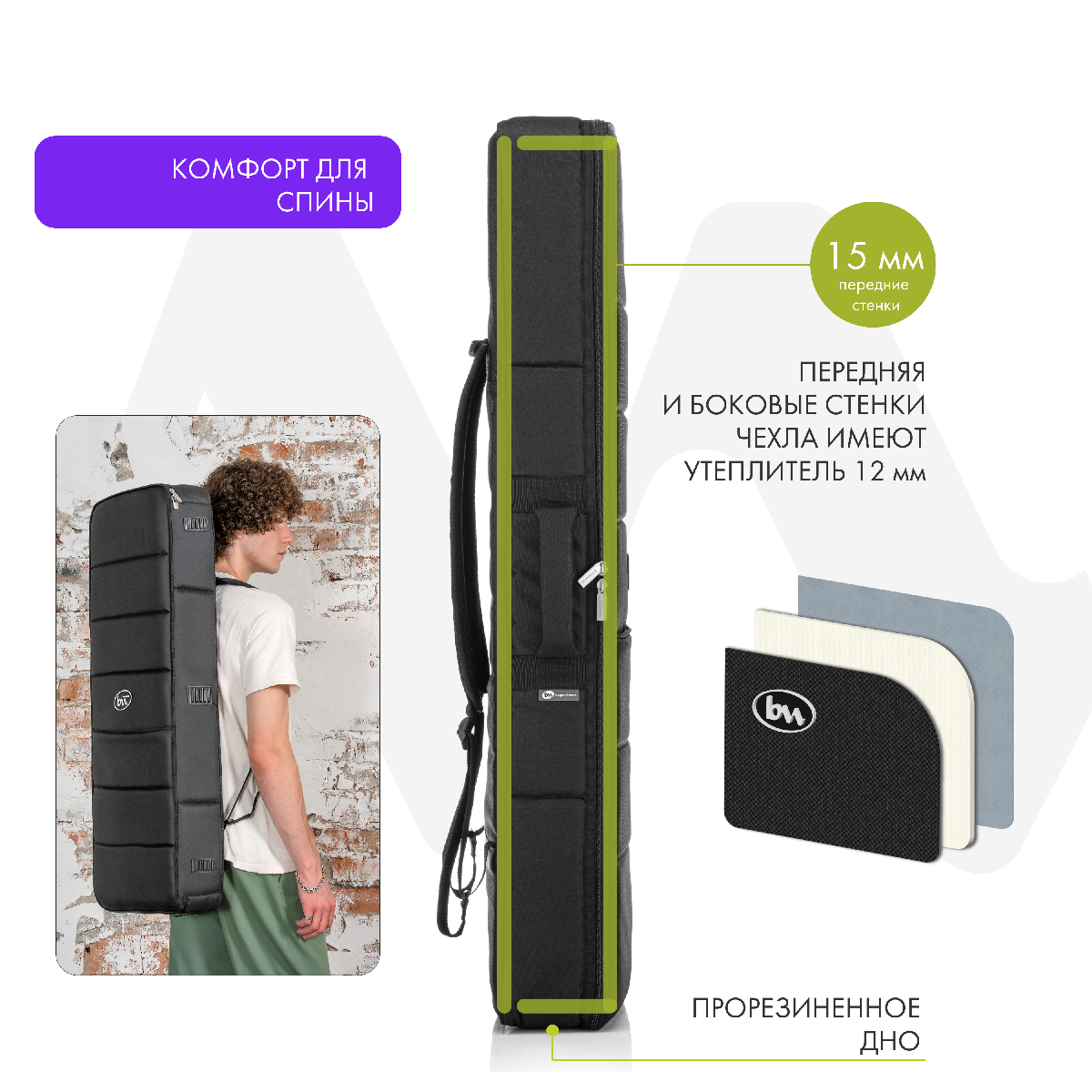 BM1093 Keyboard 49 Casual Чехол для клавишных инструментов, черный, BAG&music BM1093 Keyboard 49 Casual Чехол для клавишных инструментов, черный, BAG&music — фото 8