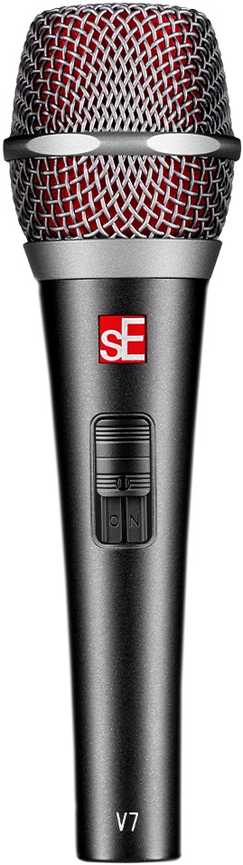 Микрофон динамический sE Electronics [V7 SWITCH] 40 Гц - 19 кГц, суперкардиоида, выключатель, в комплекте: микрофонный зажим, адаптер с резьбой, чёрная ветрозащита, транспортировочный чехол н