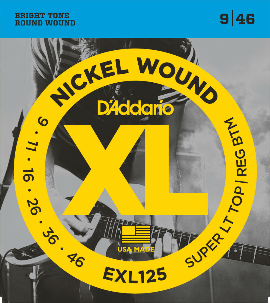 D"ADDARIO EXL125 NICKEL WOUND SUPER LIGHT TOP/ REGULAR BOTTOM 9-46 D"ADDARIO EXL125 NICKEL WOUND SUPER LIGHT TOP/ REGULAR BOTTOM 9-46
