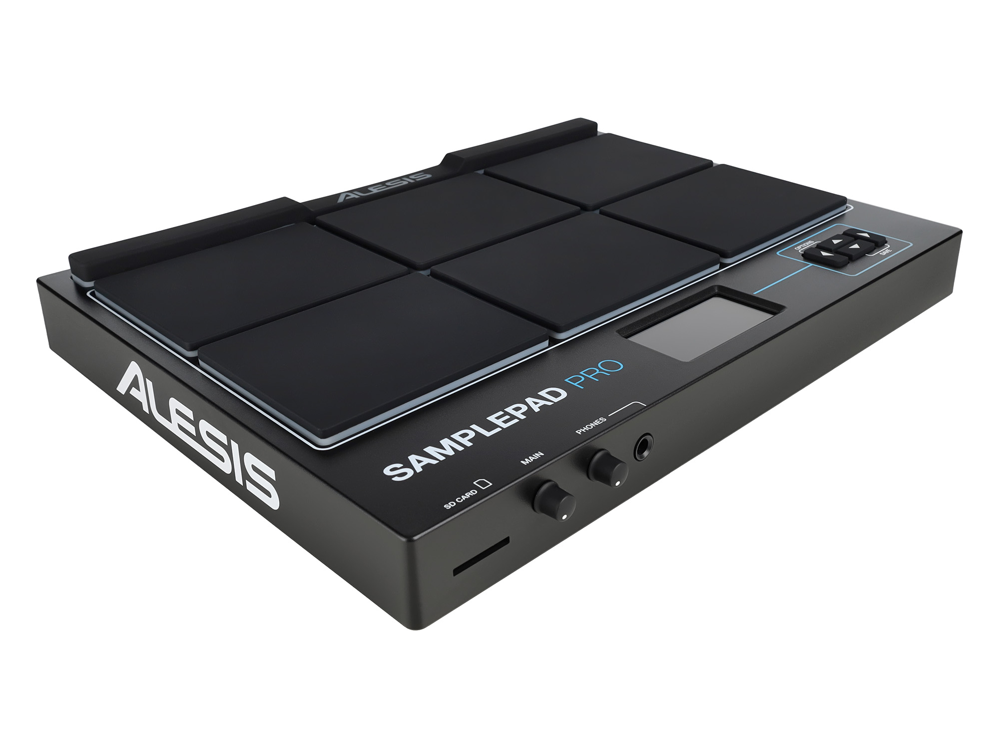 Барабанный MIDI контроллер [SAMPLEPADPROXEU] Alesis [SamplePad PRO] 8 прорезиненных пэдов с подсветкой, входы для педалей Hi-Hat и Kick, ЖК дисплей с подсветкой, MIDI-выход и вход, стереовыхо
