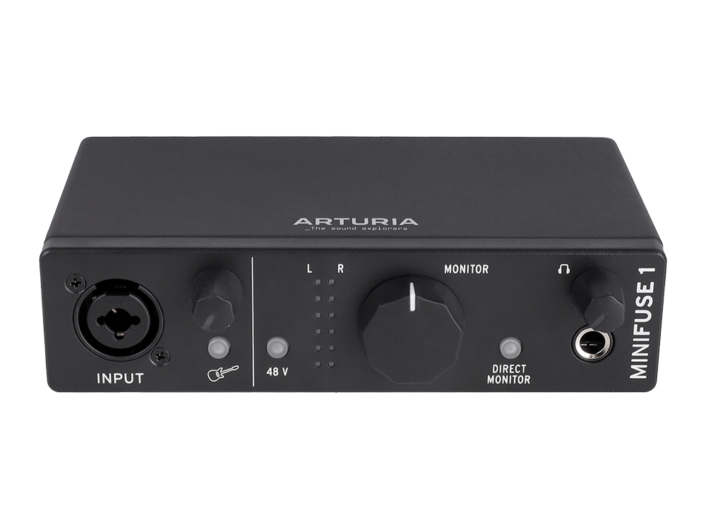 Аудиоинтерфейс USB [800101] Arturia [MiniFuse 1 Black] 24бит/192кГц, комбинированный разъем XLR и 6.3 мм для записи инструментов и вокала с фантомным питанием 48 В, выходы на монитор (L/R Jac