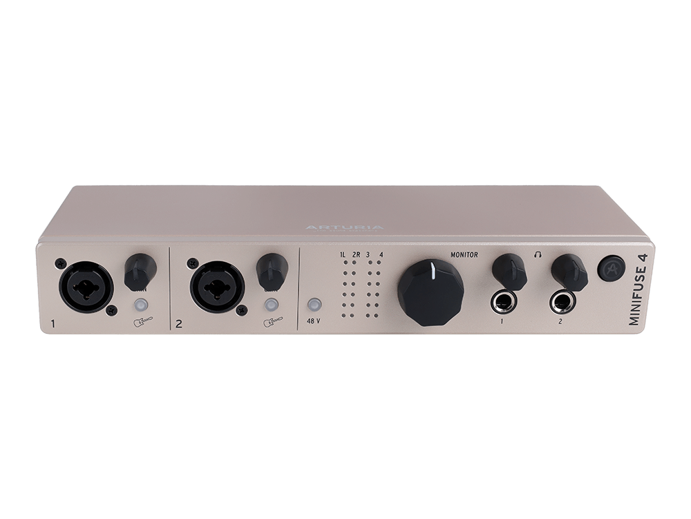 Аудиоинтерфейс USB [800123] Arturia [MiniFuse 4 Champagne] 24бит/192кГц, два комбинированных входа XLR-1/4 (микрофонный/линейный/инструментальный) +48 В, два входа 6,3 Jack, 4 выхода 6,3 Jack