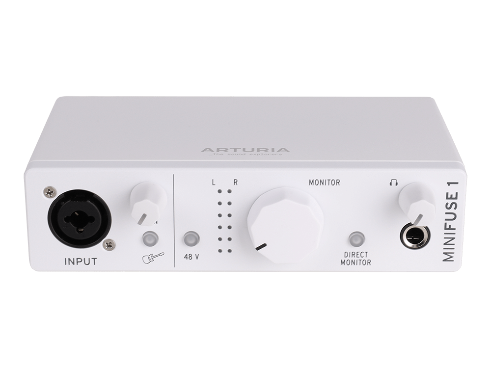 Аудиоинтерфейс USB [800111] Arturia [MiniFuse 1 White] 24бит/192кГц, комбинированный разъем XLR и 6.3 мм для записи инструментов и вокала с фантомным питанием 48 В, выходы на монитор (L/R Jac