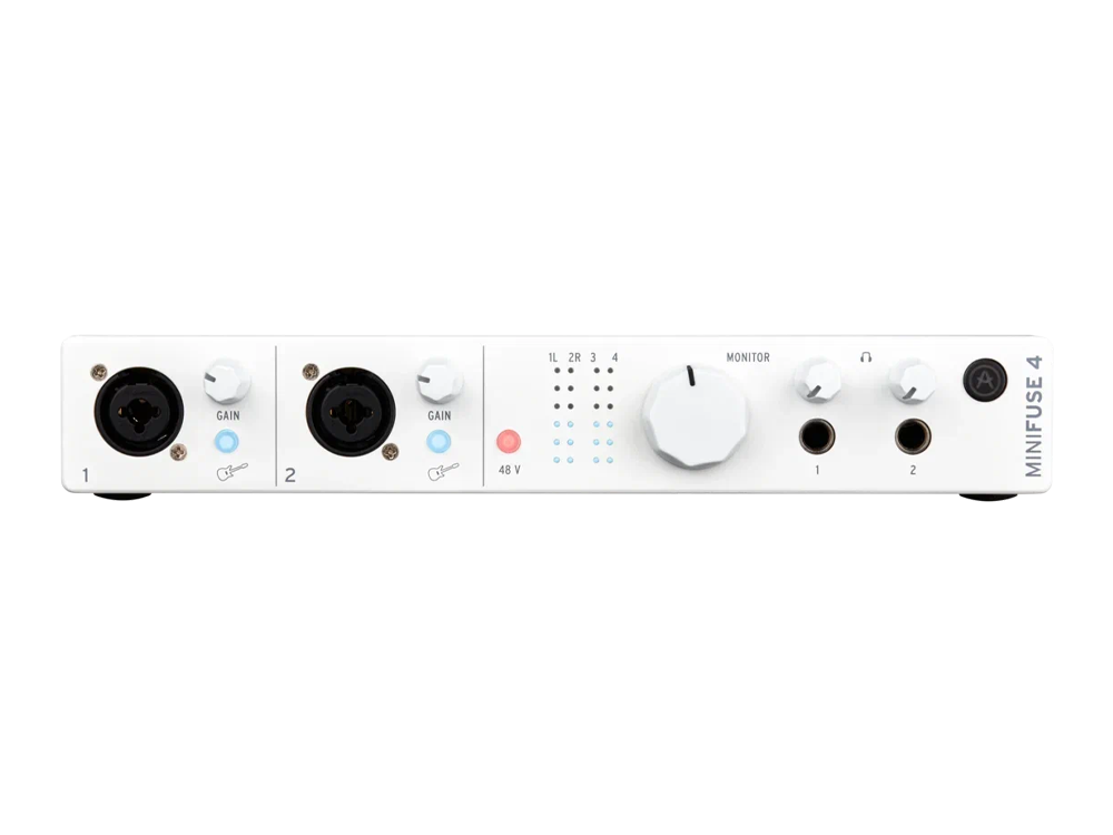 Аудиоинтерфейс USB [800113] Arturia [MiniFuse 4 White] 24бит/192кГц, два комбинированных входа XLR-1/4 (микрофонный/линейный/инструментальный) +48 В, два входа 6,3 Jack, 4 выхода 6,3 Jack, 2 