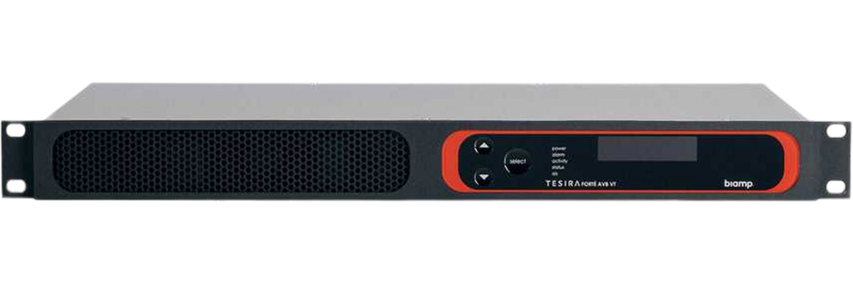 Аудиопроцессор BIAMP [TesiraFORTE AVB VT] (DSP): 12х8 (128 x 128 AVB); 12 вх. c AEC. 8 вых., 8 CH по USB, 2-канальный VoIP-интерфейс SIP (RJ-45) + телефонный интерфейс FXO (RJ-11), OLED-диспл