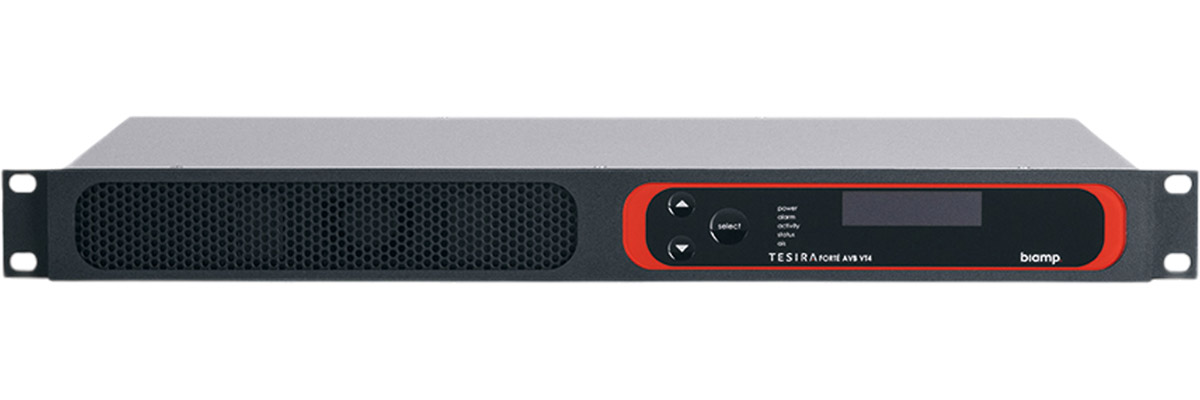 Аудиопроцессор BIAMP [TesiraFORTE AVB VT4] (DSP): 4х4 (128 x 128 AVB); 4 вх. c AEC. 4 вых., 8 CH по USB, 2-канальный VoIP-интерфейс SIP (RJ-45) + телефонный интерфейс FXO (RJ-11), OLED-диспле