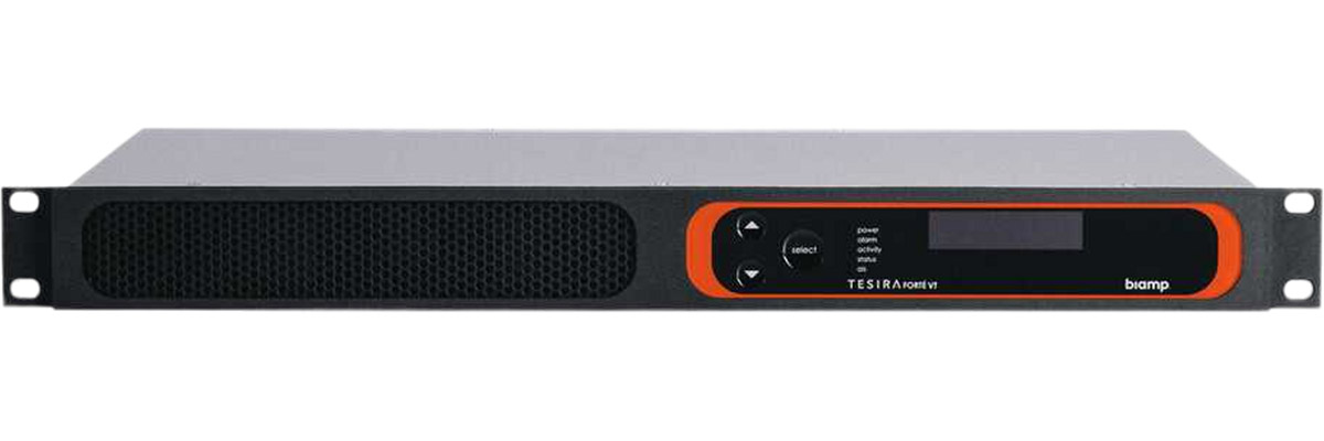 Аудиопроцессор BIAMP [TesiraFORTE VT] (DSP): 12 вх. c AEC. 8 вых., 8 CH по USB, 2-канальный VoIP-интерфейс SIP (RJ-45) + телефонный интерфейс FXO (RJ-11), OLED-дисплей, Ethernet, RS-232. ПО T