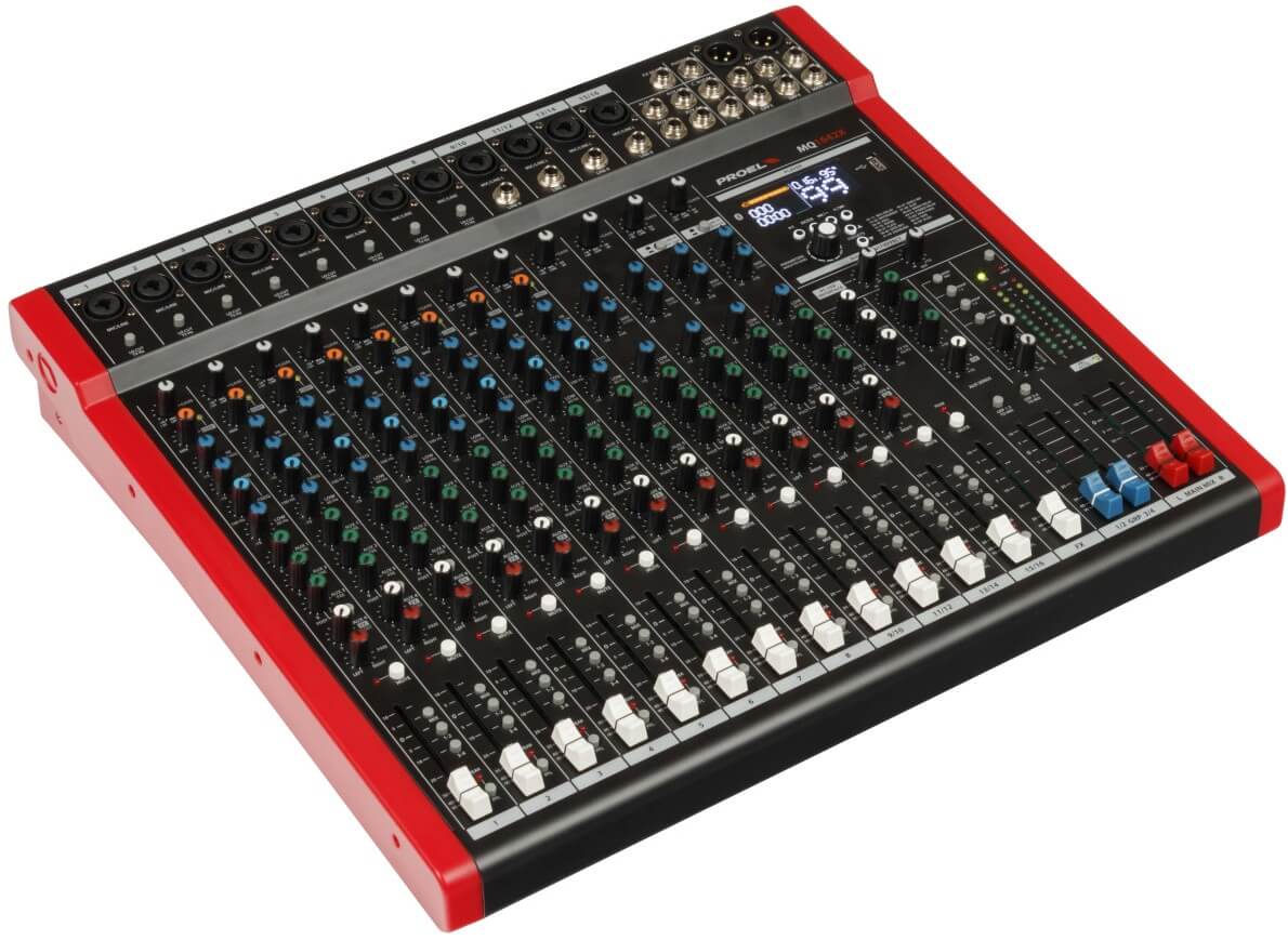 Микшерный пульт PROEL [MQ1642X] 16-ти канальный, 24 бит/48 кГц DSP, Bluetooth, медиа-плеер, 8x Combo XLR микр./лин. входа, 4x XLR+1/4" TRS (L/R) стерео микр./лин. входа, 2x XLR+1/4" TRS Main 