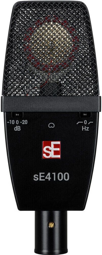 Микрофон конденсаторный sE Electronics [SE 4100] универсальный с большой диафрагмой 1", 20 Гц - 20 кГц, кардиоида, комплектация: держатель "паук", резьбовой адаптер, металлический кейс