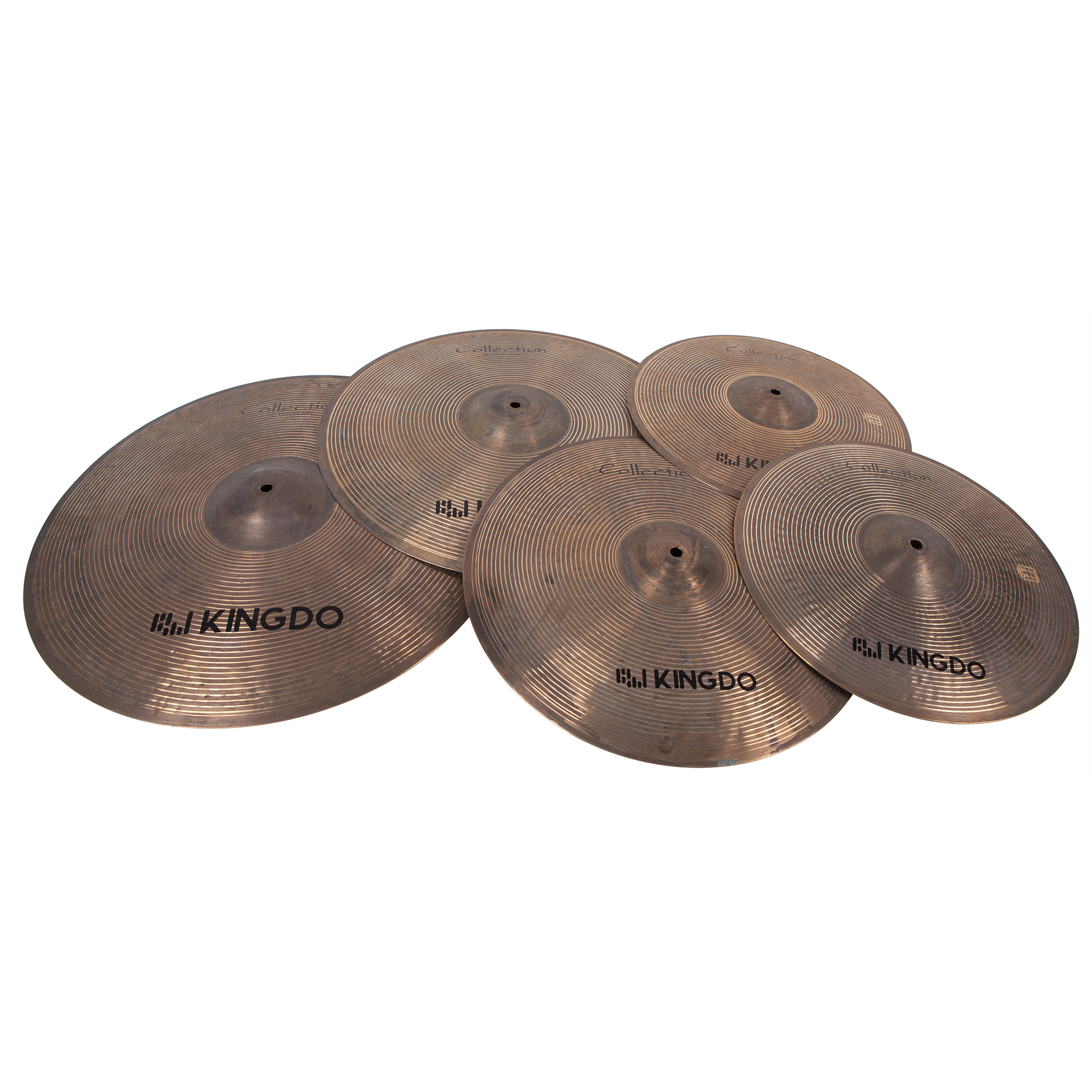 Комплект тарелок: Hi-Hat14" [COLLECTION EXTREME SET 14"+16"+18"+20"] KINGDO [COLLECTION EXTREME SET 14"+16"+18"+20"] Crash16",Crash18",Ride20" натуральная поверхность, ручная работа, сплав В2