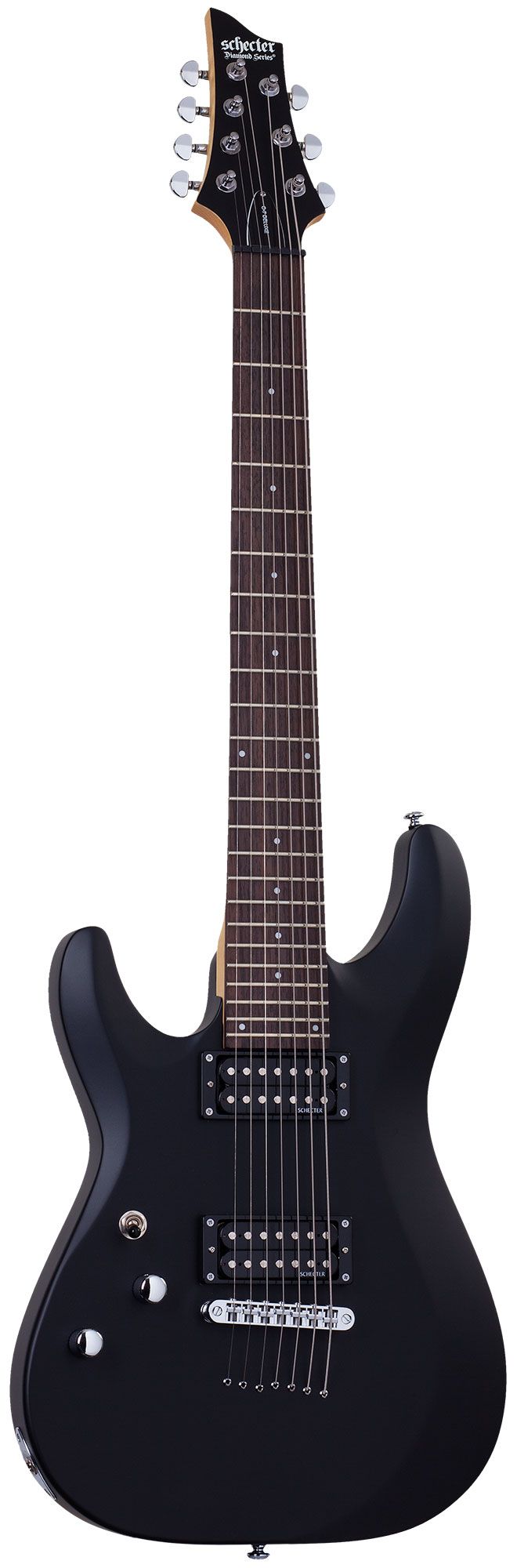 Электрогитара SCHECTER [C-7 DELUXE LH SBK] леворукая электрогитара 7-струнная, корпус: липа, гриф: клен, накладка: палисандр, 24 лада, цвет: Satin Black (SBK)