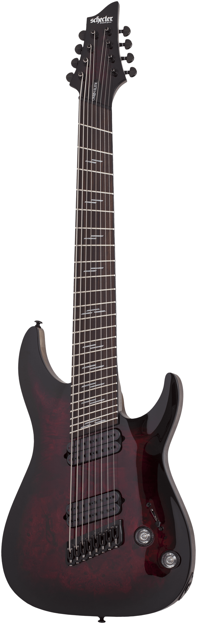 Электрогитара SCHECTER [OMEN ELITE-8 MS BCHB] электрогитара 8-струнная, мультимензур, корпус: красное дерево, топ: кап, гриф: клен, накладка: палисандр, 24 лада, цвет: Black Cherry Burst (BCH