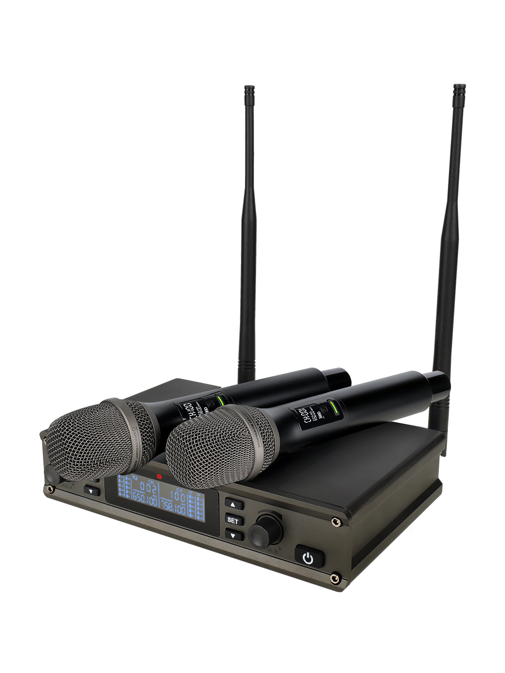 Микрофонная радиосистема Axelvox [DX800HT] UHF 650 - 758 MHz, цифровая модуляция, LCD дисплей, DSP, ручной микрофон-2шт.