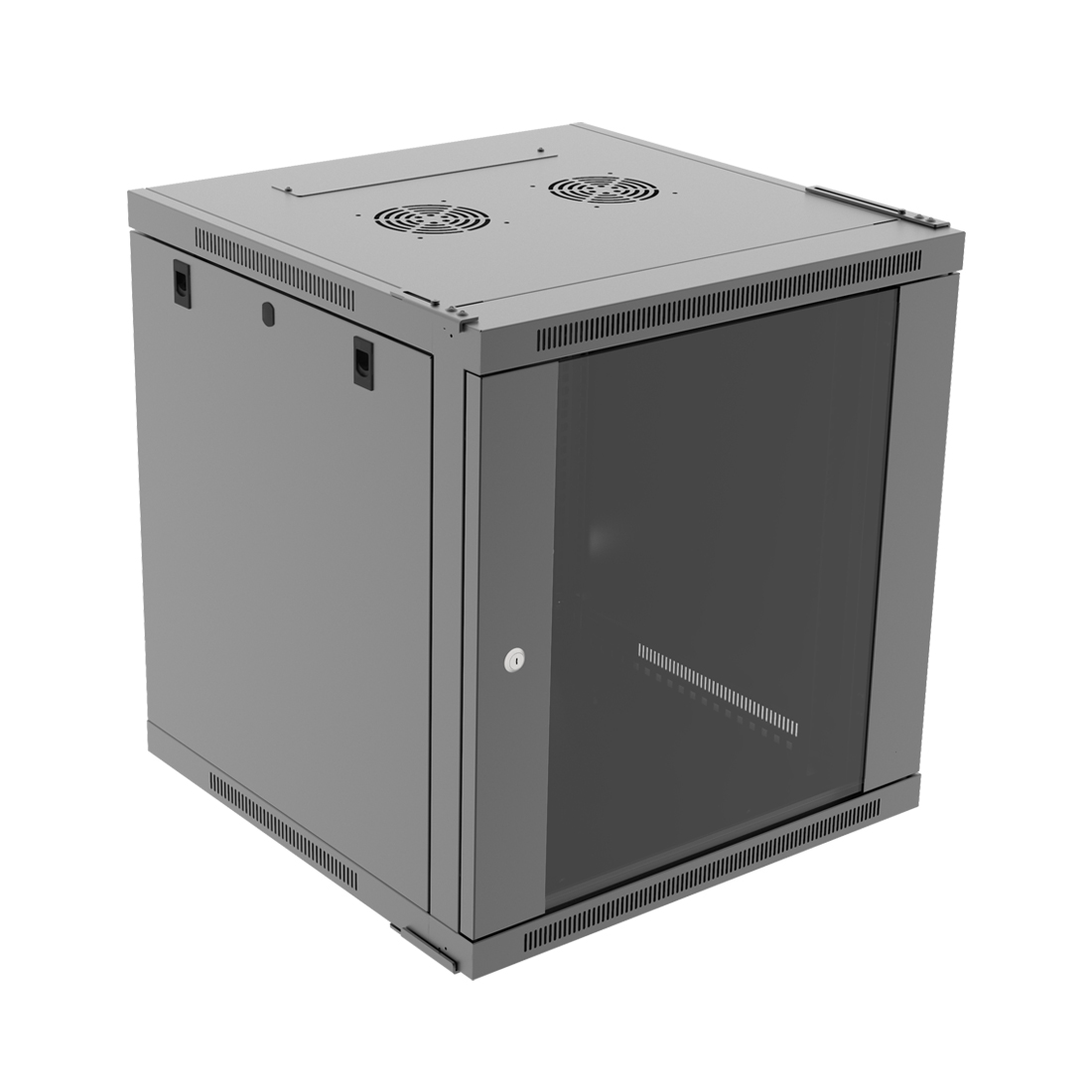 Настенный шкаф Wize Pro [W12UQSR] 19", 12U, быстрая сборка без инструментов, 600х600 мм, стеклянная передняя дверь, задняя стенка металлическая, неоткидная, макс. вес нагрузки 50 кг, сталь, ч