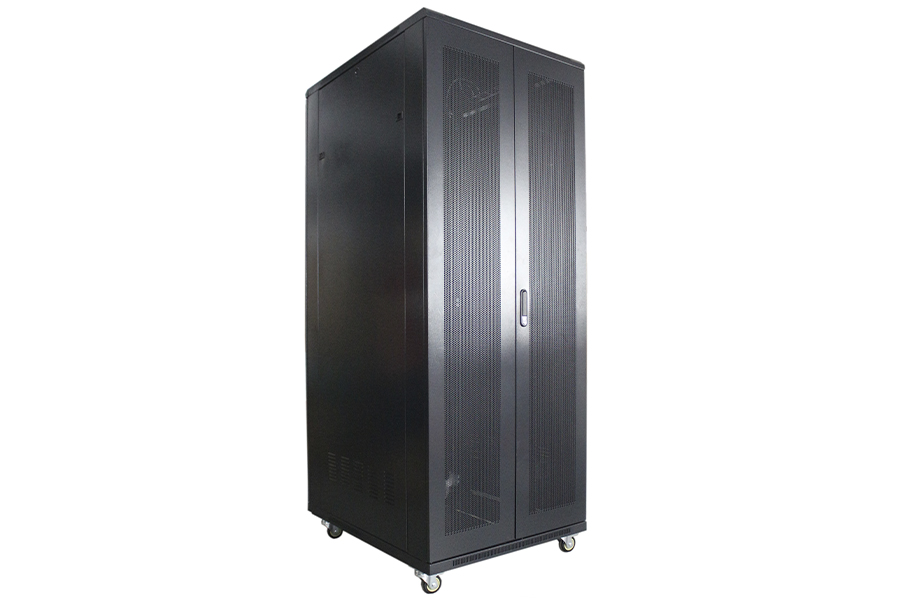Рэковая стойка Wize Pro [W22U80R-RD] 19, 22U, 600х800 мм, двойная передняя и задняя двери металл. перфорированные, вент.панель из 4 вентиляторов, колеса, рэковые гайки: 20 шт, вес нагрузки 80