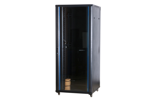 Рэковая стойка Wize Pro [W32U100R] 19, 32U, 600х1000 мм, стеклянная передняя дверь, задняя дверь - металл, вент. панель 2 вентилятора, колеса, рэковые гайки: 20 шт, макс. вес нагрузки 800 кг,