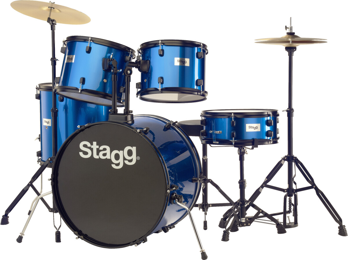 Барабанная установка STAGG [TIM122B BL] акустическая, в комплекте 5 барабанов, бочка 22"x16", томы 13"x10", 12"x9", напольный том 16"x16", малый барабан 14"x5,5", тарелка крэш 16, пара хэй-хэ