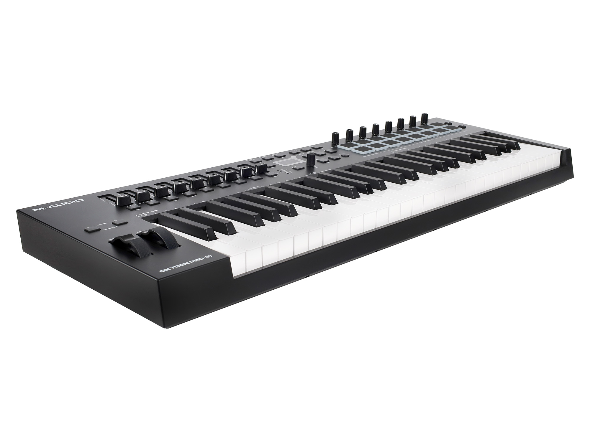MIDI клавиатура [OXYGENPRO49] M-audio [Oxygen Pro 49] 49 клавиш, 8 энкодеров, 9 фейдеров, 16 пэдов, 12 кнопок управления, колеса высоты тона и модуляции, smart control, auto-mapping, встроенн