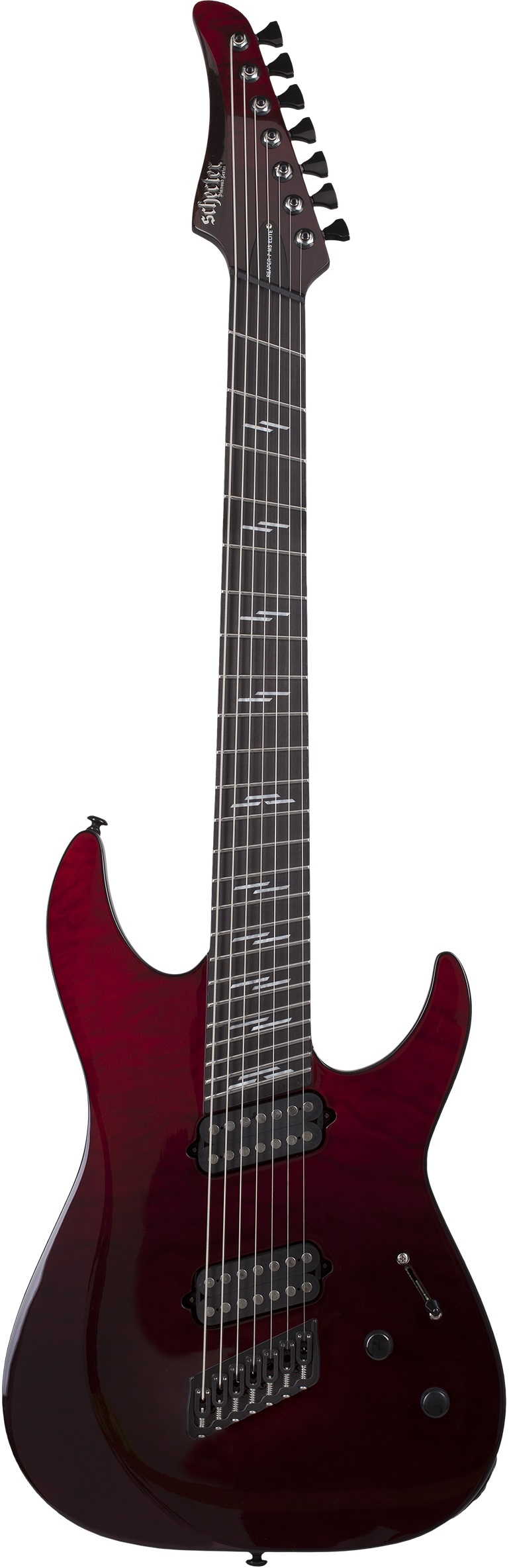 Электрогитара SCHECTER [REAPER-7 ELITE MS BLOODBURST BB] электрогитара 7-струнная мультимензурная, корпус: красное дерево, топ: стеганый клен, гриф: венге, накладка: черное дерево, 24 лада, ц