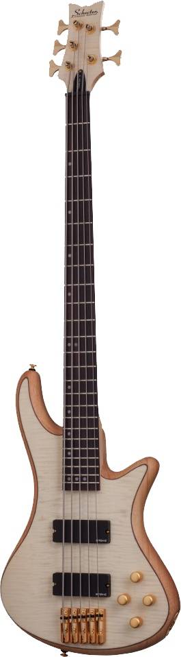 Бас-гитара SCHECTER [STILETTO CUSTOM-5 NAT] бас-гитара 5-струнная,корпус красное дерево, топ: волнистый клен, гриф: клен/орех, на болтах, накладка: палисандр, 24 лада, цвет Natural Satin (NAT