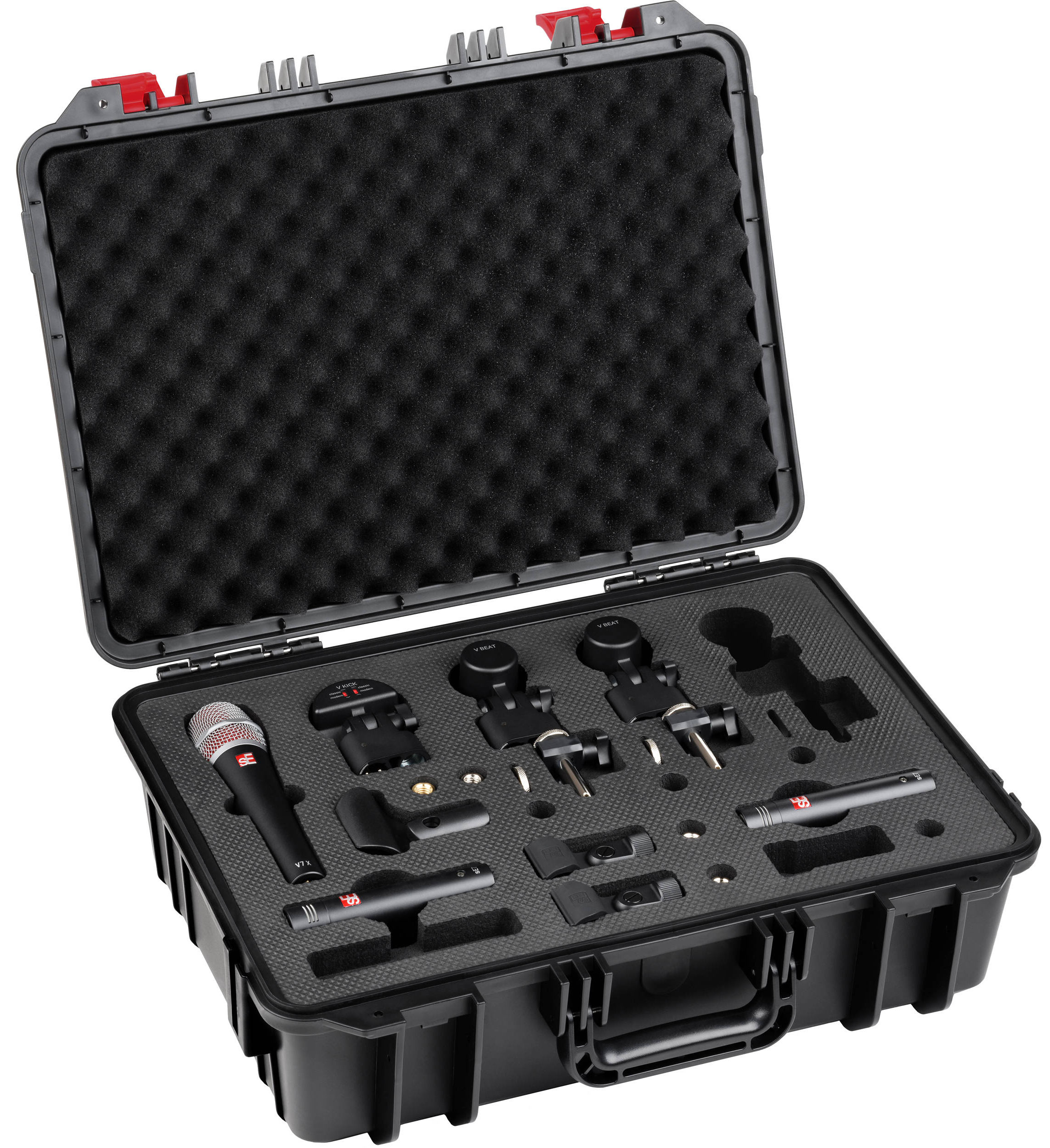 Набор микрофонов для ударной установки sE Electronics [V PACK CLUB] 1 х микрофон V KICK, 2 х микрофона V BEAT, 3 х крепления V CLAMP, 1 х микрофон V7 X, 2 х конденсаторных микрофона sE7, плас