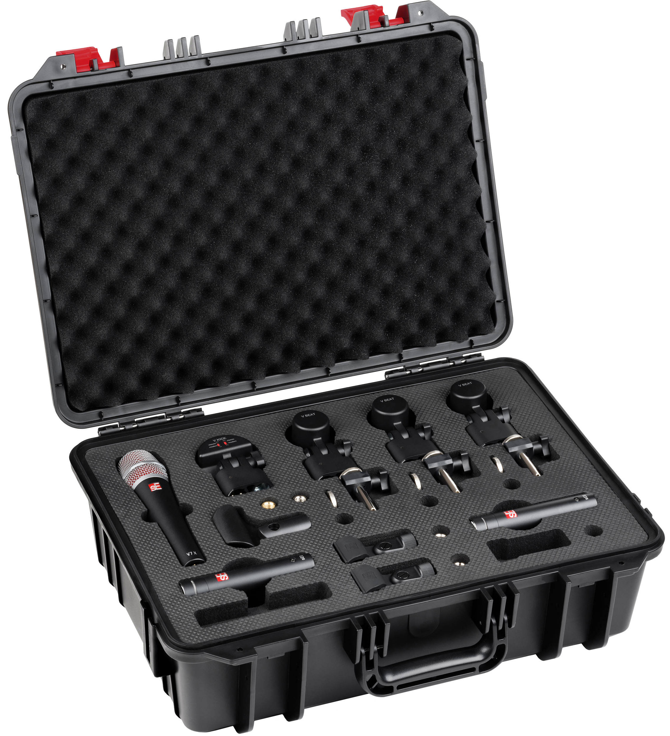 Набор микрофонов для ударной установки sE Electronics [V PACK ARENA] 1 х микрофон V KICK, 3 х микрофона V BEAT, 3 х крепления V CLAMP, 1 х микрофон V7 X, 2 х конденсаторных микрофона sE8, пла