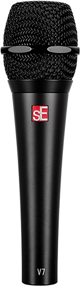 Микрофон динамический sE Electronics [V7 BLACK] 40 Гц - 19 кГц, суперкардиоида, в комплекте: микрофонный зажим, адаптер с резьбой, чёрная ветрозащита, транспортировочный чехол на молнии. Цвет