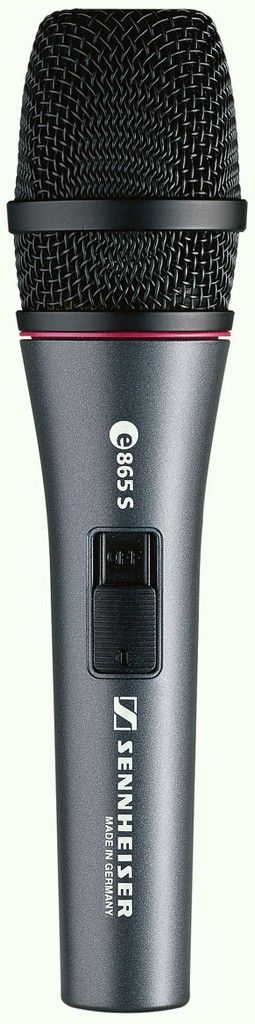 Микрофон Sennheiser [E 865-S] конденсаторный вокальный, суперкардиоида, бесшумный выключатель ON/OFF, 40 - 20000 Гц