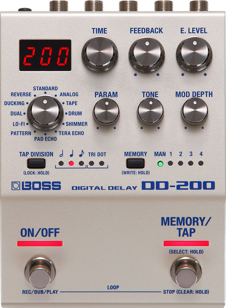 Педаль цифровой задержки BOSS [DD-200] 200-я серия, мультиэффект Delay 12 режимов, 128 пользовательских престов, возможность подлючить педаль footswitch