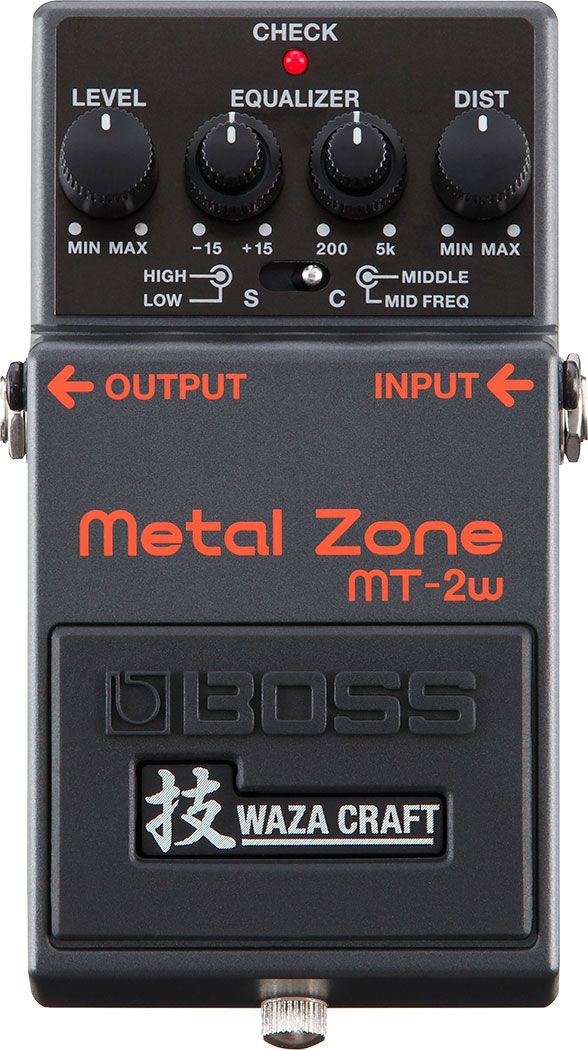 Гитарная педаль дисторшн Waza Craft (переиздание MT-2) BOSS [MT-2W] Режимы: Standard (классика с пониженным шумом) и Custom (плотный перегруз с акцентом на средние частоты). 3-полосный эквала