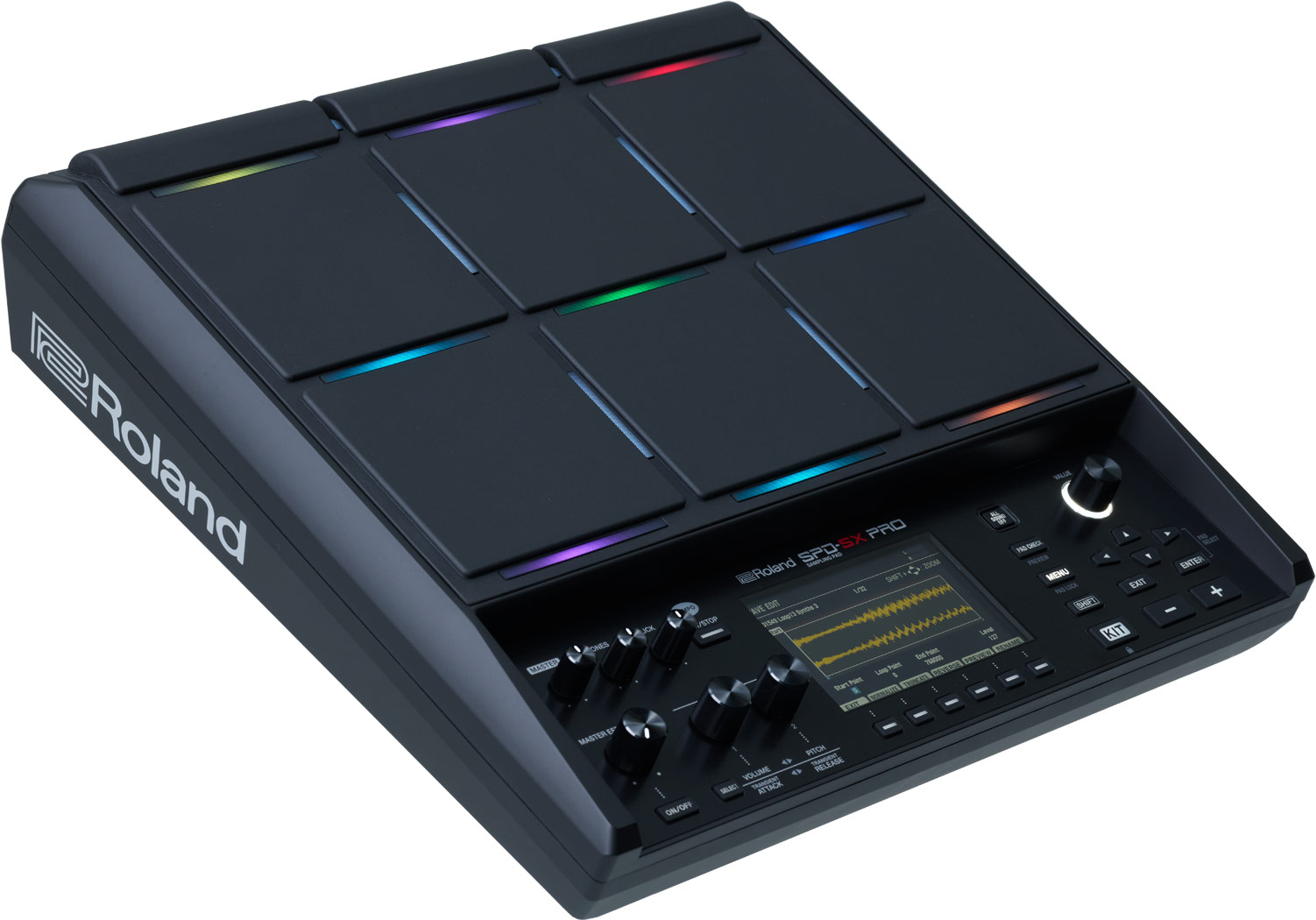 Профессиональный сэмплирующий ударный и перкуссионный пэд ROLAND [SPD-SX PRO] 9 пэдов с подсветкой, 100 наборов звуков, полифония 32 голоса, процессор эффектов, большой цветной ЖК дисплей, 32