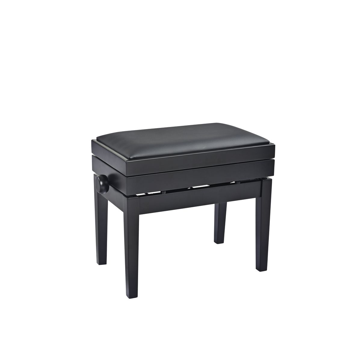 K&M 13956-200-20 банкетка для пианиста с отсеком для нот, бук, черная матовая, кожзам, 515-615 мм