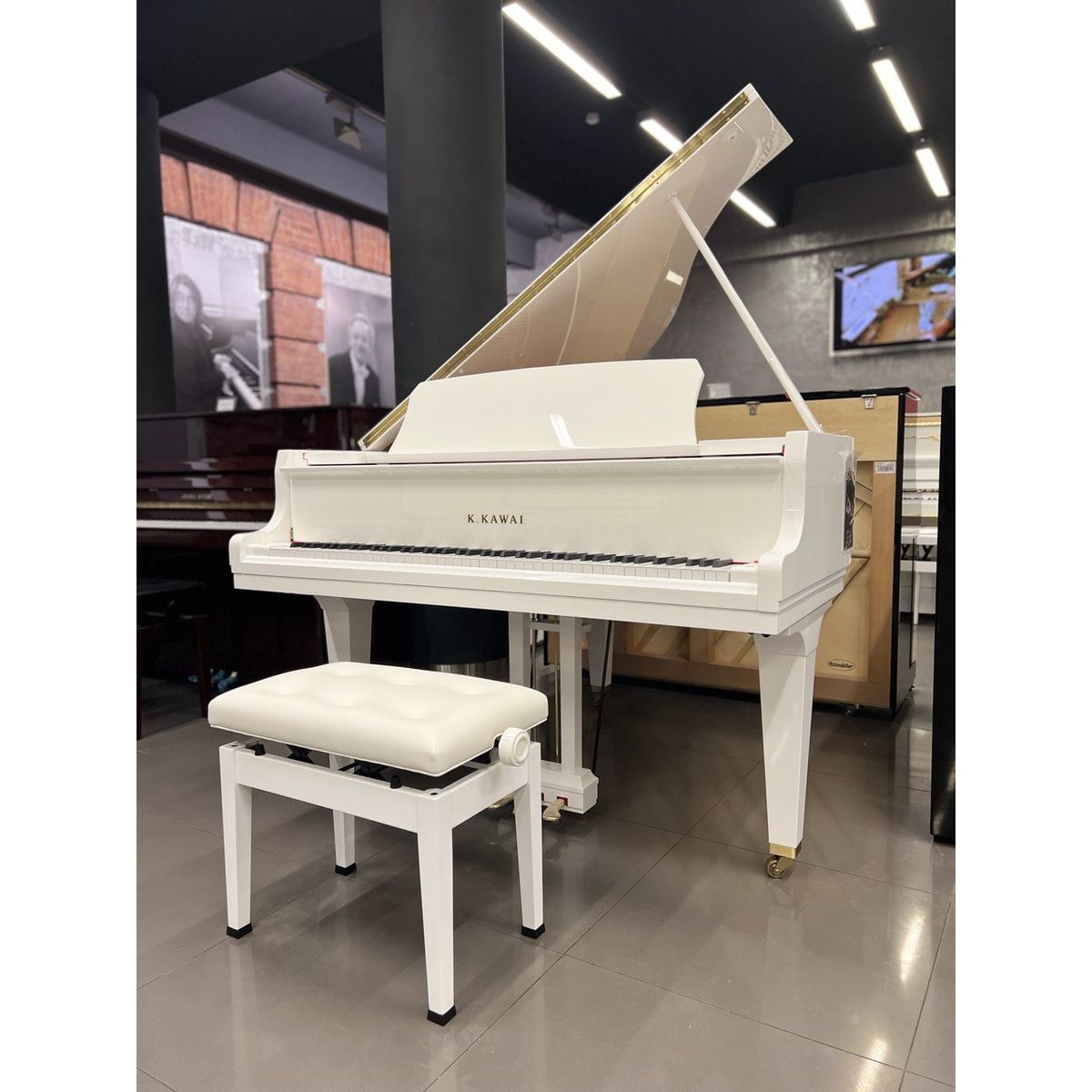 Kawai GL-10 WH/P акустический рояль с банкеткой, длина 153 см, цвет белый полированный, Индонезия